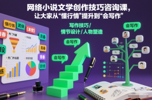网络小说文学创作技巧咨询课，让大家从“懂行情”提升到”会写作”的高度|网创挖金社