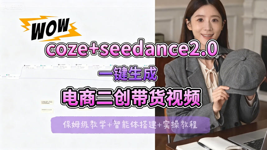 【Coze工作流搭建实操教程】seedance2.0+coze一键生成电商二创带货视频，全流程保姆级教学|网创挖金社