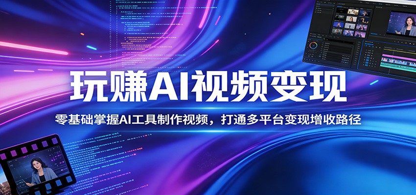 玩赚AI视频变现，零基础掌握AI具制作视频，打通多平台变现增收路径|网创挖金社