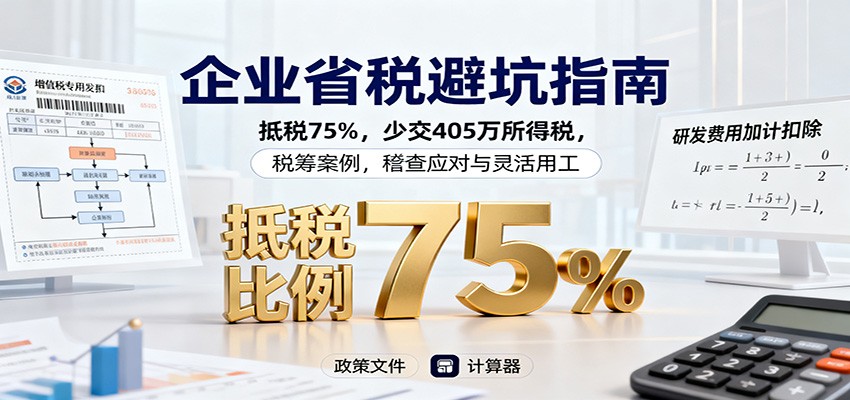 企业省税避坑指南：抵税75%，少交405万所得税，税筹案例，稽查应对与灵活用工|网创挖金社