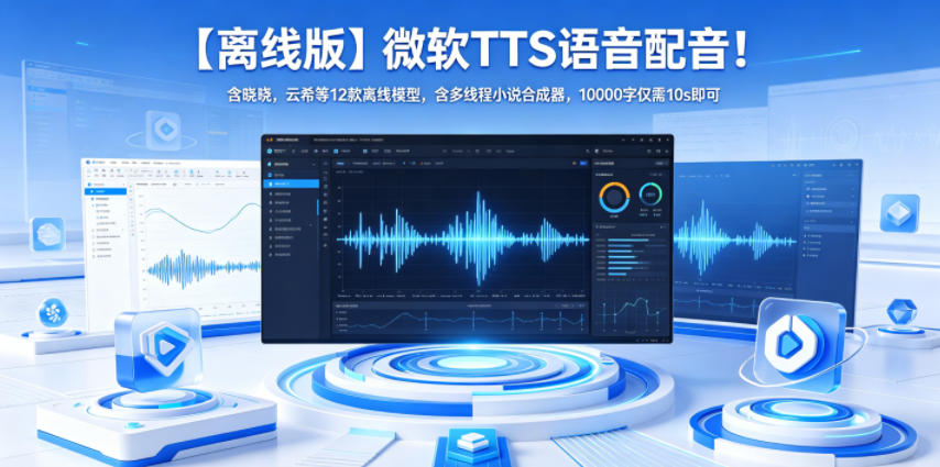 【离线版】微软TTS语音配音！含晓晓，云希等12款离线模型，含多线程小说合成器，10000字仅需10s即可|网创挖金社