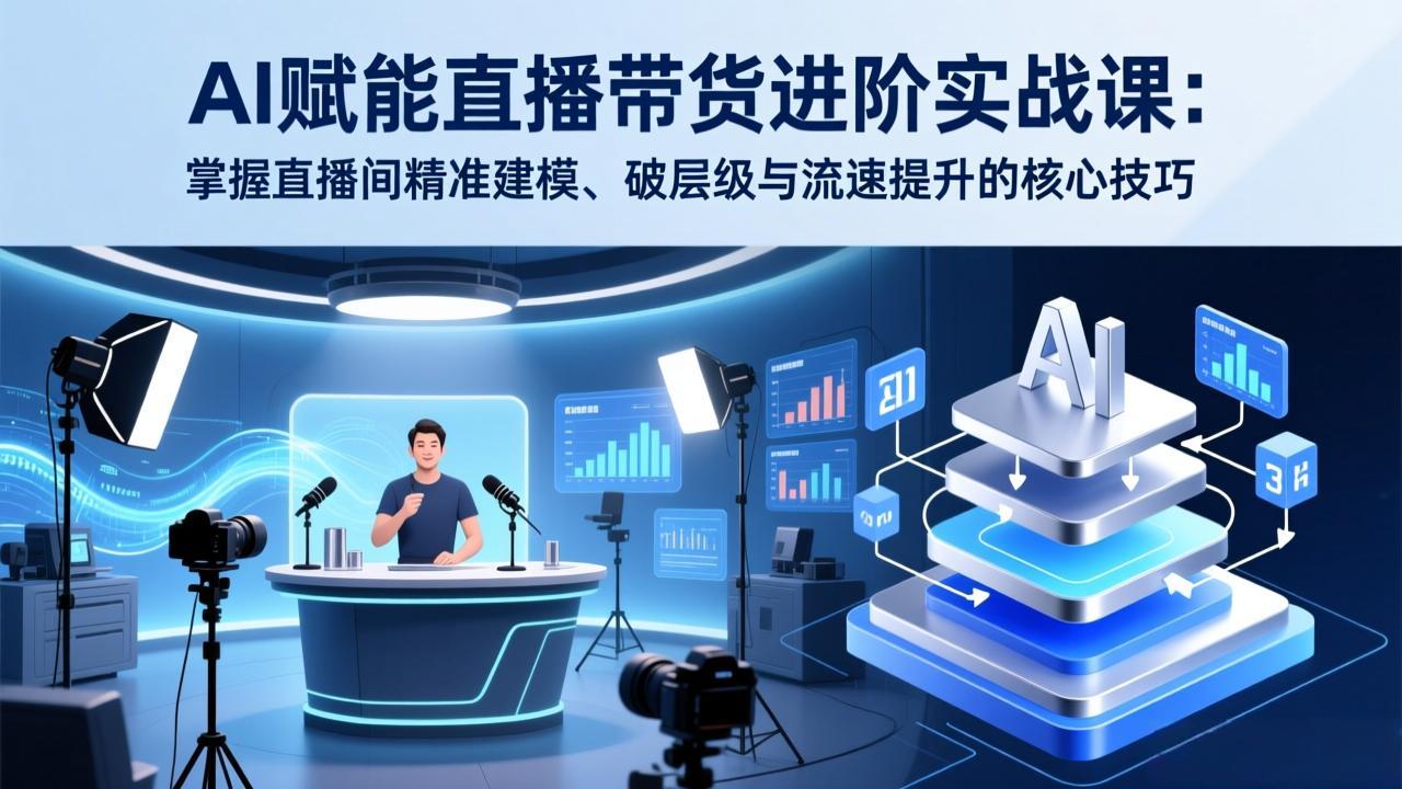 AI赋能直播带货进阶实战课：掌握直播间精准建模、破层级与流速提升的核心技巧|网创挖金社