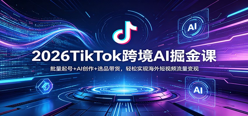 2026TikTok跨境AI掘金课：批量起号+AI创作+选品带货，轻松实现海外短视频流量变现|网创挖金社