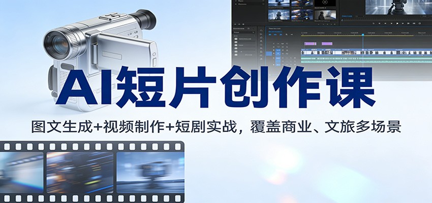 AI短片创作课：图文生成+ 视频制作+短剧实战，覆盖商业、 文旅多场景|网创挖金社