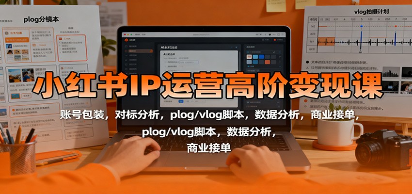 小红书IP运营高阶变现课：账号包装，对标分析，plog/vlog脚本，数据分析，商业接单|网创挖金社