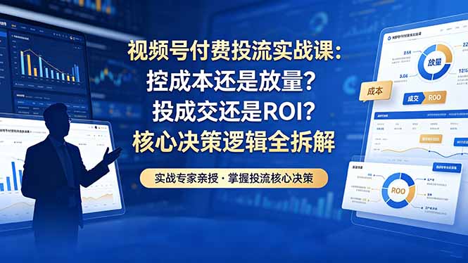 视频号付费投流实战课-5月：控成本还是放量？投成交还是ROI？核心决策逻辑全拆解|网创挖金社