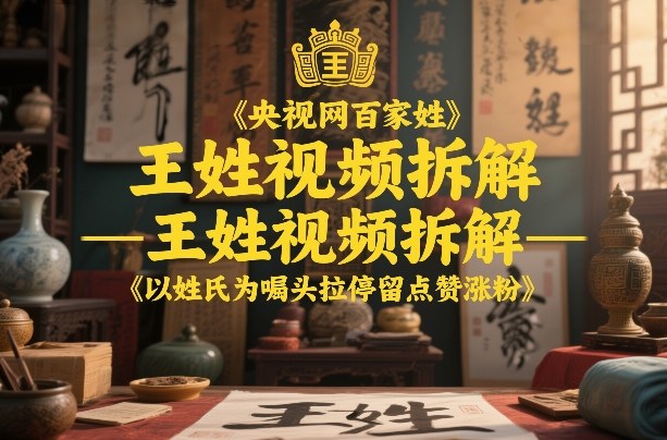 央视网百家姓–王姓视频拆解，以姓氏为噱头拉停留点赞涨粉|网创挖金社
