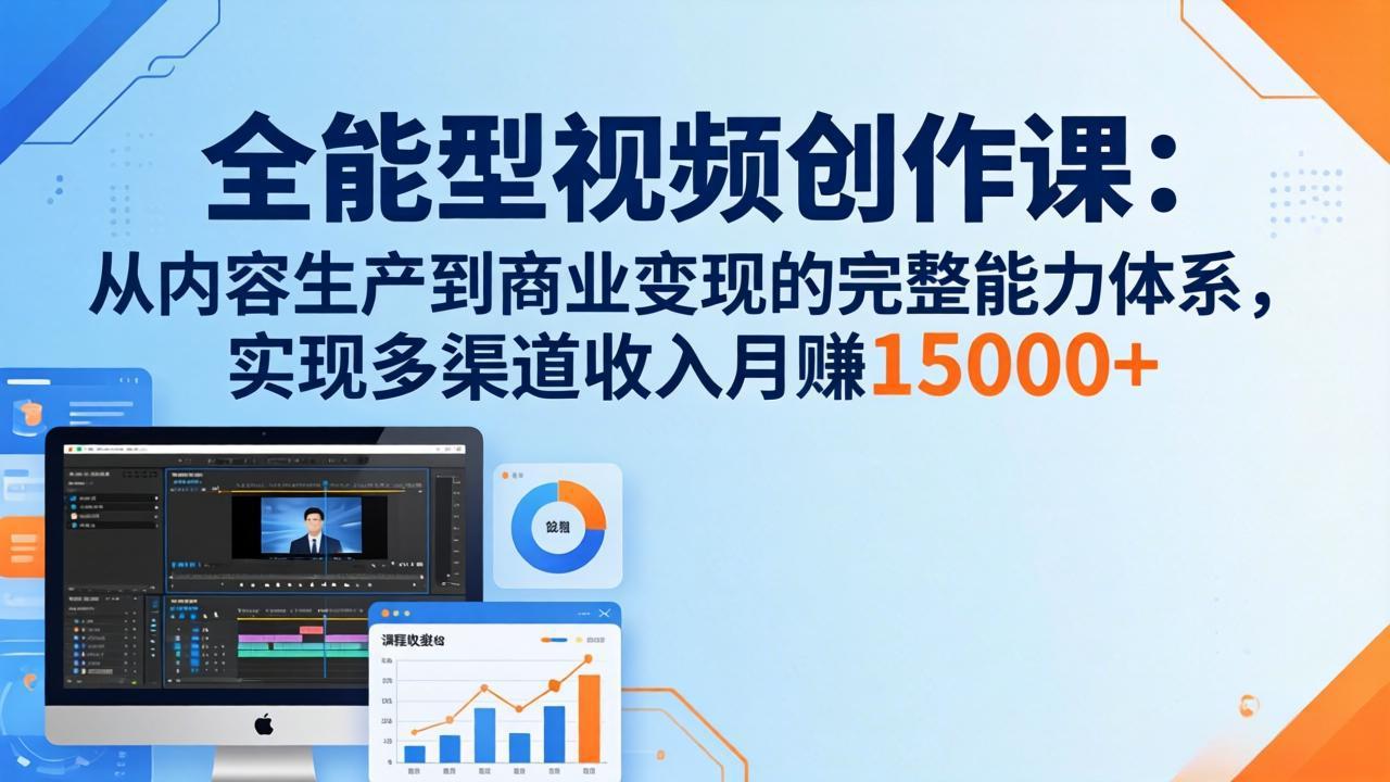 全能型视频创作课-26年3月更新：从内容生产到商业变现的完整能力体系，多渠道收入月赚15000+|网创挖金社