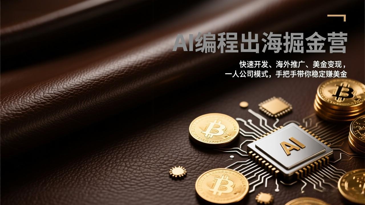 AI编程出海掘金营：快速开发、海外推广、美金变现，一人公司模式，手把手带你稳定赚美金|网创挖金社