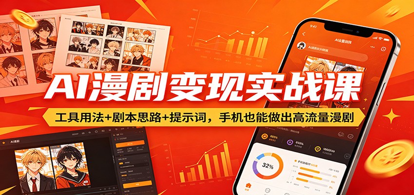 AI漫剧变现实战课：工具用法+剧本思路+提示词，手机也能做出高流量漫剧|网创挖金社