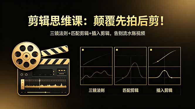 剪辑思维课：颠覆先拍后剪！三镜法则+匹配剪辑+插入剪辑，告别流水账视频|网创挖金社