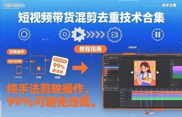 短视频带货混剪去重技术合集，纯手法剪映操作，99%可避免违规|网创挖金社
