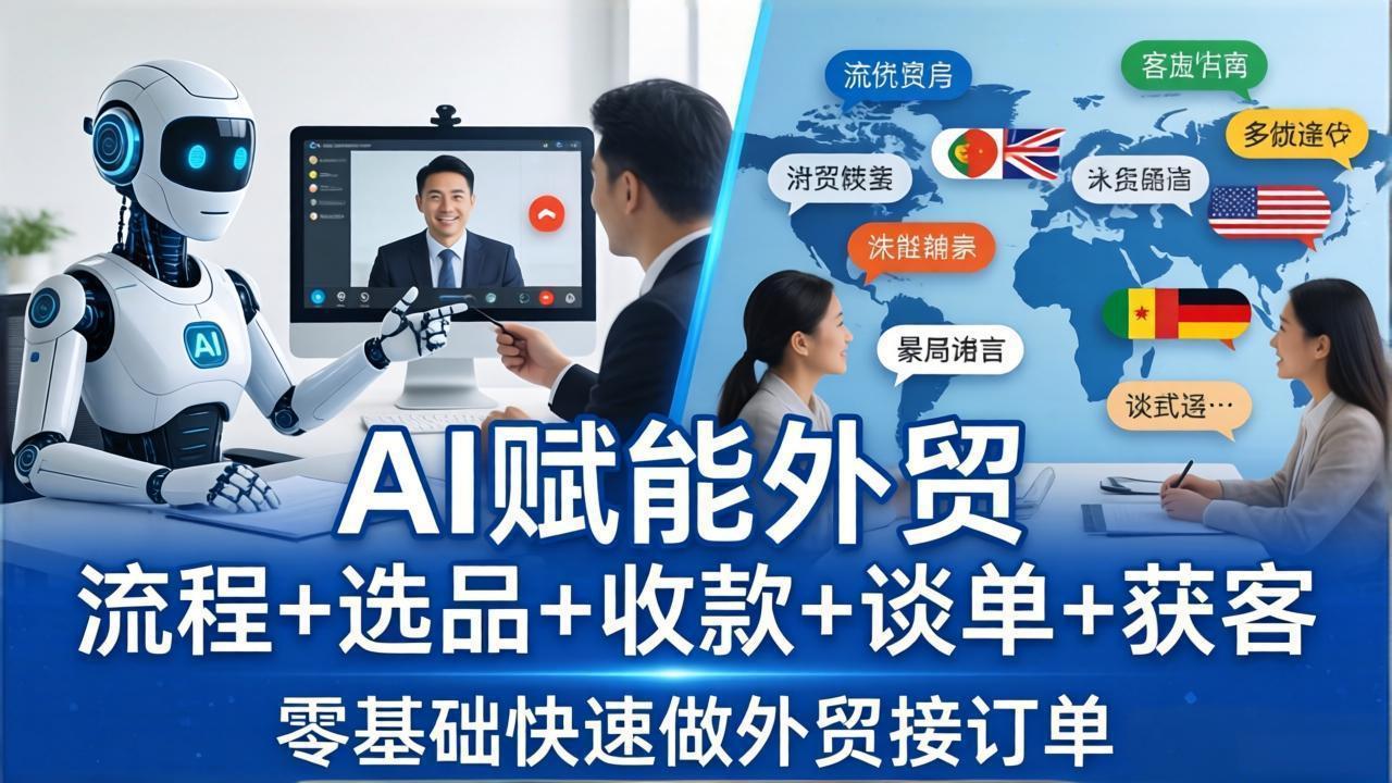 外贸+AI实战课：流程+选品+收款+谈单+获客，零基础快速做外贸接订单|网创挖金社