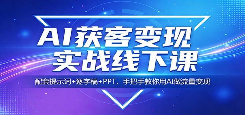 AI获客变现实战线下课：配套提示词+逐字稿+PPT，手把手教你用AI做流量变现|网创挖金社