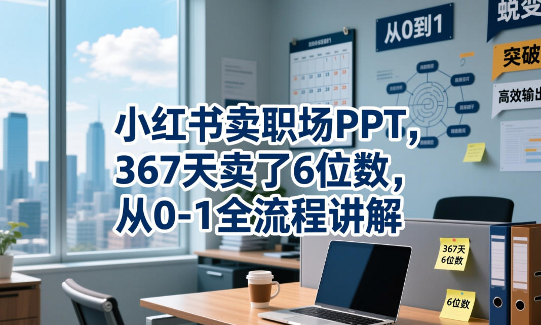 小红书卖职场PPT，367天卖了6位数，从0-1全流程讲解|网创挖金社