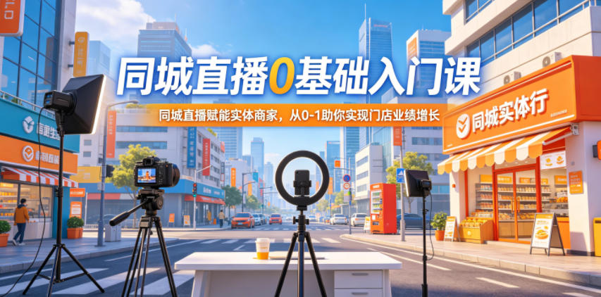 同城直播0基础入门课，同城直播赋能实体商家，从0-1助你实现门店业绩增长|网创挖金社