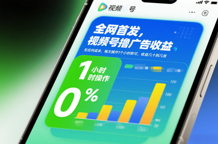 全网首发,视频号撸广告收益,无任何成本,每天操作1个小时即可,收益几十到几张|网创挖金社