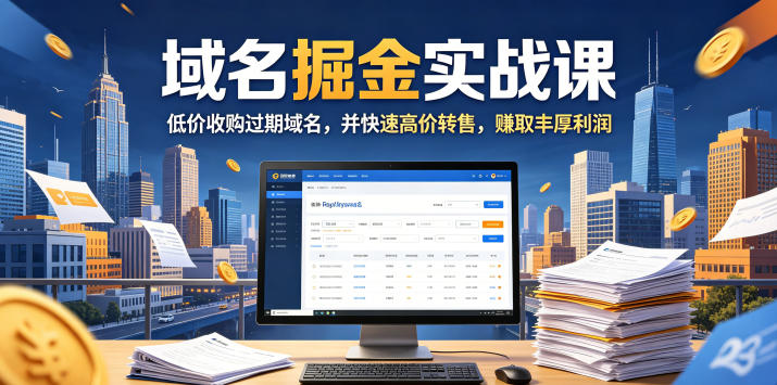 域名交易掘金实战课，低价收购过期域名，并快速高价转售，賺取丰厚利润【原创双语字幕】|网创挖金社