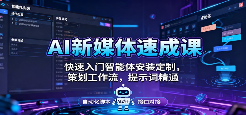 AI新媒体速成课：快速入门智能体安装定制，策划工作流，提示词精通|网创挖金社