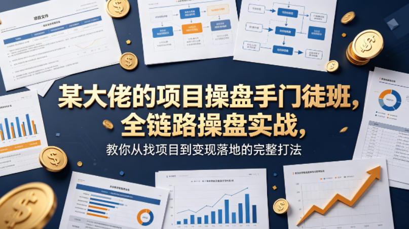 某大佬的项目操盘手门徒班，全链路操盘实战，教你从找项目到变现落地的完整打法|网创挖金社