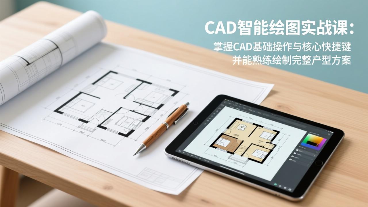 CAD智能绘图实战课：掌握CAD基础操作与核心快捷键，并能熟练绘制完整户型方案|网创挖金社
