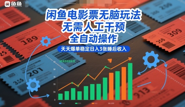 闲鱼电影票无脑玩法，无需人工干预，全自动操作，天天爆单稳定日入3张睡后收入【揭秘】|网创挖金社