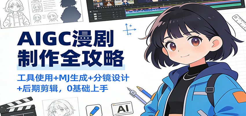 AIGC漫剧制作全攻略:工具使用+MJ生成+分镜设计+后期剪辑,0基础上手|网创挖金社