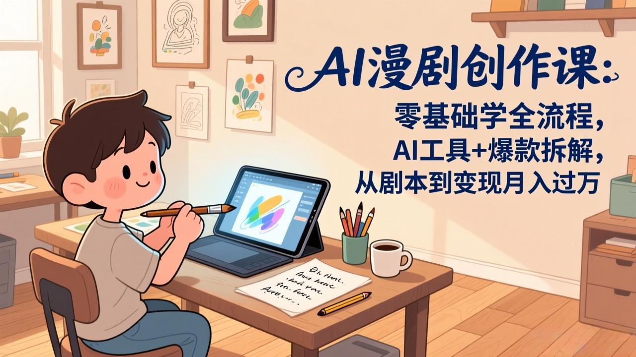 AI漫剧创作课：零基础学全流程，AI工具+爆款拆解，从剧本到变现月入过万|网创挖金社