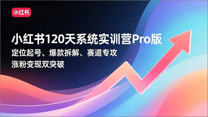 小红书120天系统实训营Pro版，定位起号、爆款拆解、赛道专攻，实现涨粉变现双突破|网创挖金社