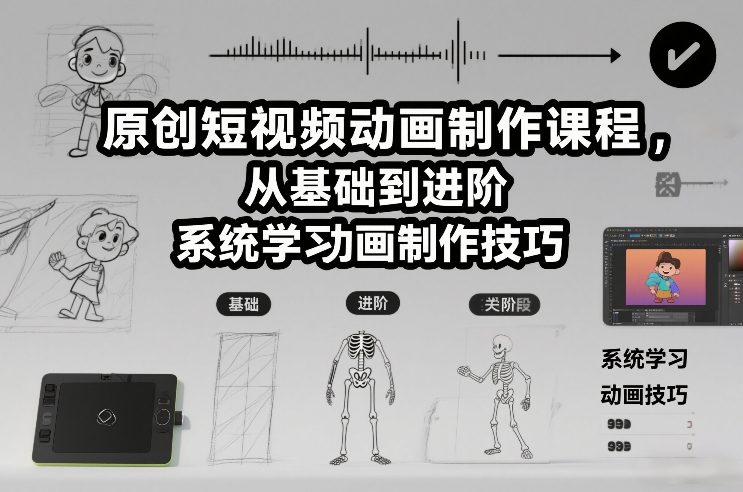 原创短视频动画制作课程，从基础到进阶，系统学习动画制作技巧|网创挖金社