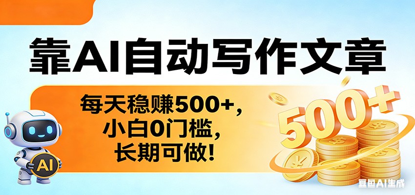 靠AI自动写作文章,每天稳赚500+,小白0门槛,长期可做!|网创挖金社