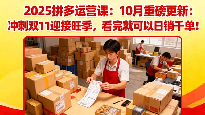 2025拼多多运营课：10月重磅更新：冲刺双11迎接旺季，看完就可以日销千单|网创挖金社