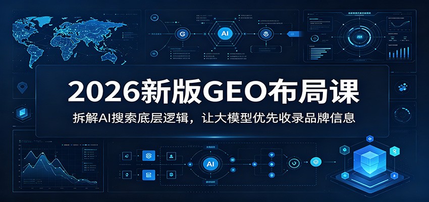 2026新版GEO布局课：拆解AI搜索底层逻辑，让大模型优先收录品牌信息|网创挖金社