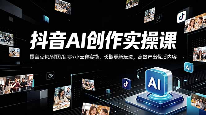 抖音AI创作变现课,覆盖豆包/醒图/即梦/小云雀实操,长期更新玩法,高效产出优质内容|网创挖金社