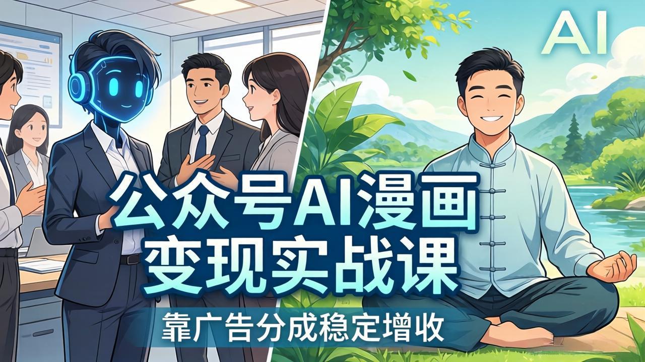 公众号AI漫画变现实战课：星座/职场/养生多赛道+智能体发文，靠广告分成稳定增收|网创挖金社