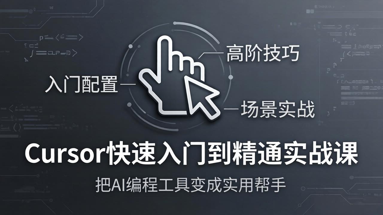 Cursor快速入门到精通实战课：入门配置+高阶技巧+场景实战，把AI编程工具变成实用帮手|网创挖金社