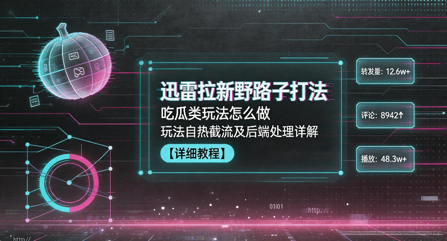 迅雷拉新野路子打法，吃瓜类玩法怎么做，玩法自热截流及后端处理详解|网创挖金社