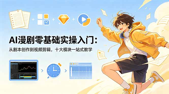 AI漫剧零基础实操入门：从剧本创作到视频剪辑，十大模块一站式教学|网创挖金社