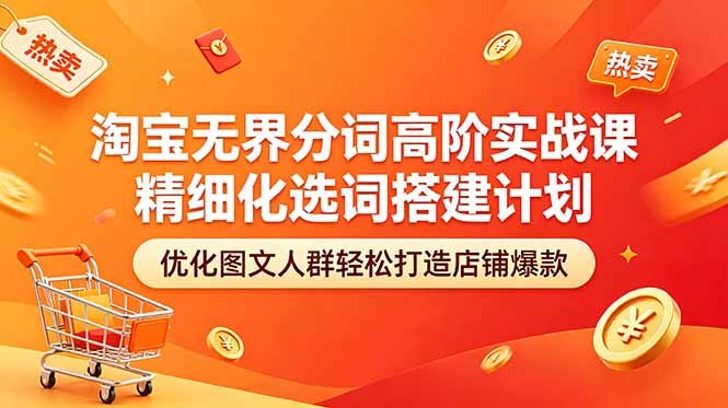 淘宝无界分词高阶实战课 精细化选词搭建计划 优化图文人群轻松打造店铺爆款|网创挖金社