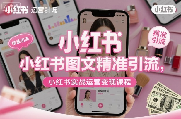 小红书图文精准引流,小红书实战运营变现课程|网创挖金社