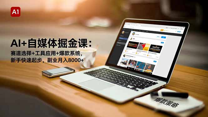 AI+自媒体掘金课：赛道选择+工具应用+爆款系统，新手快速起步，副业月入8000+|网创挖金社