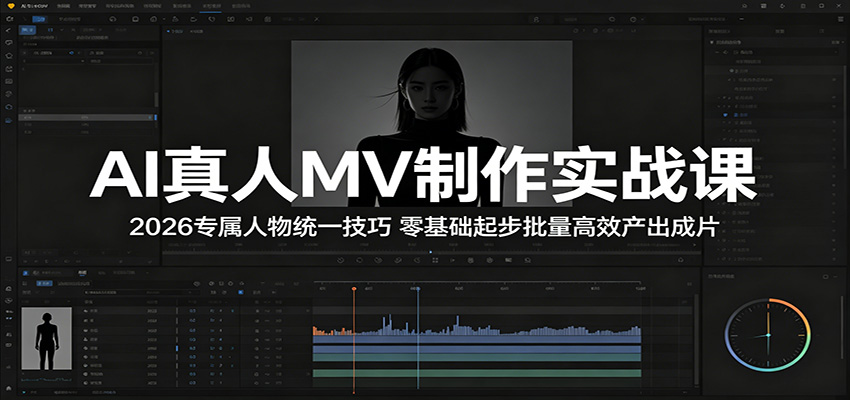 AI真人MV制作实战课：2026专属人物统一技巧，零基础起步批量高效产出成片|网创挖金社