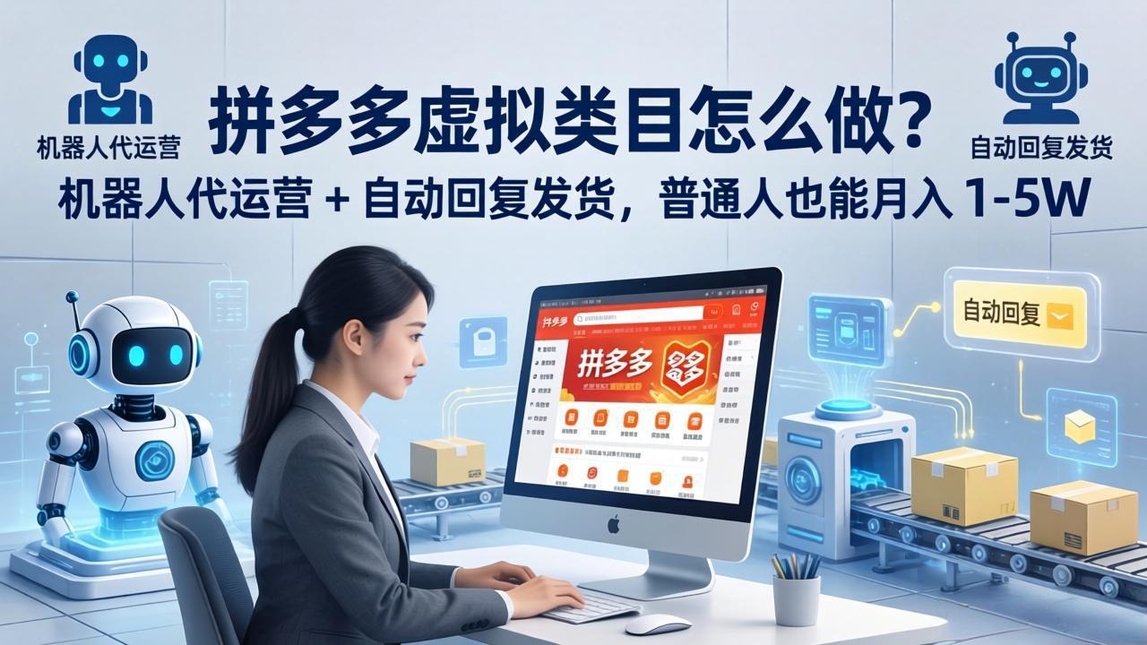 拼多多虚拟类目怎么做?机器人代运营 + 自动回复发货,普通人也能月入 1-5W|网创挖金社