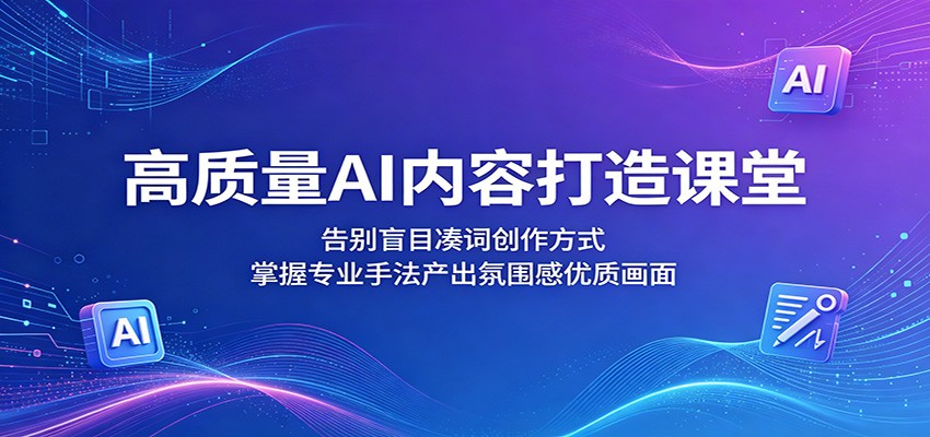 高质量AI内容打造课堂：告别盲目凑词创作方式，掌握专业手法产出氛围感优质画面|网创挖金社