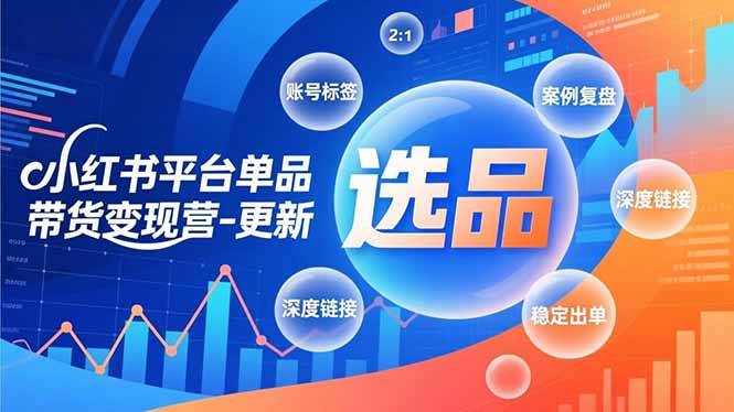 小红书平台单品带货变现营-更新，极致选品、账号标签、案例复盘，深度链接，快速启动稳定出单|网创挖金社