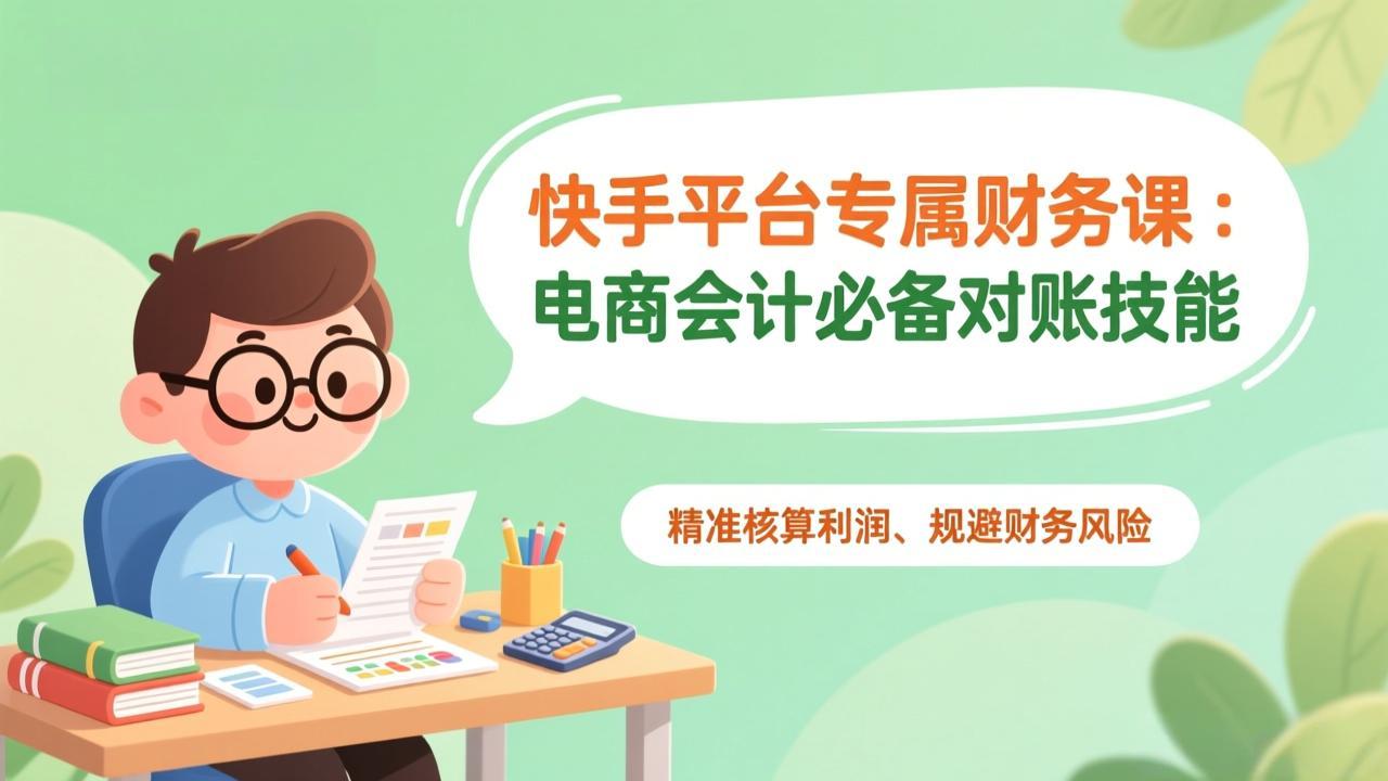 快手平台专属财务课：电商会计必备对账技能，精准核算利润、规避财务风险|网创挖金社
