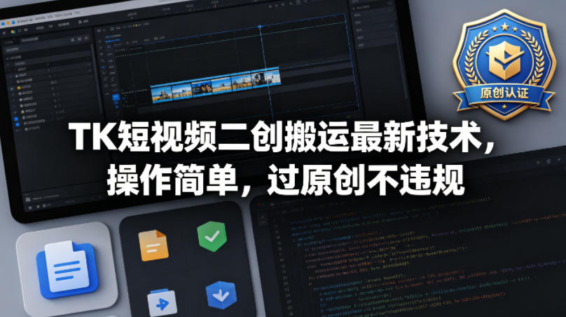 TK短视频二创搬运最新技术，操作简单，过原创不违规|网创挖金社