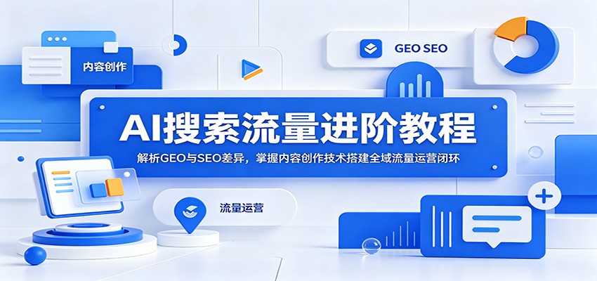 AI搜索流量进阶教程：解析GEO与SEO差异，掌握内容创作技术搭建全域流量运营闭环|网创挖金社