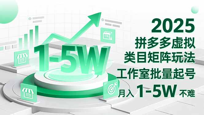 2025 拼多多虚拟类目矩阵玩法，工作室批量起号，月入 1-5W 不难|网创挖金社