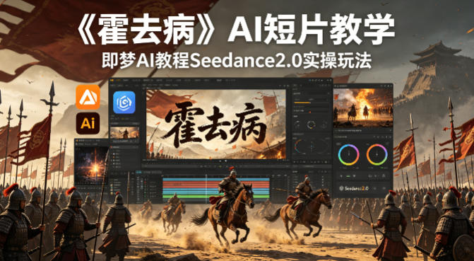 《霍去病》AI短片教学，即梦AI教程Seedance2.0实操玩法|网创挖金社